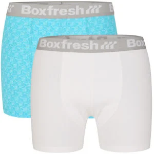 Boxfresh Mens Two Pack Boxers - Blauw/Wit - S - Blauw/Wit Afbeelding 1