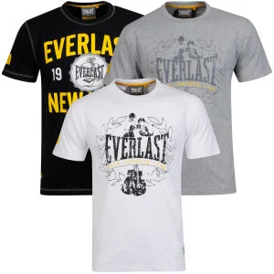 Everlast Men's 3-Pack Graphic T-Shirts - Black/White/Grey Marl - S - Black/White/Grey Afbeelding 1