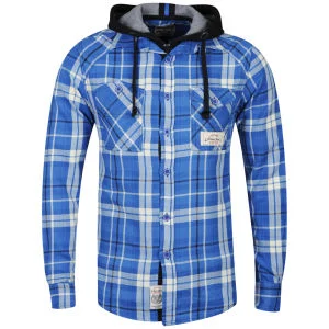 Brave Soul Men's Vatican Hooded Shirt - Navy - S - Navy blauw Afbeelding 1