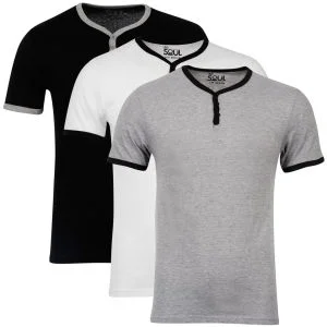 55 Soul Men's 3-Pack Blade T-Shirts - Black/White/Grey - S Afbeelding 1