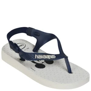 Havaianas Baby Mickey Flip Flops - White/Navy Blue - 1/2 - White/Navy Blue Afbeelding 1