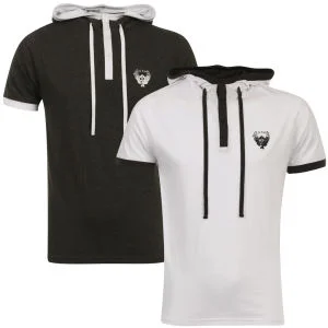 Ringspun Men's 2-Pack Oracle Short Sleeve Hooded T-Shirt - White/Charcoal - S - White/Charcoal Afbeelding 1