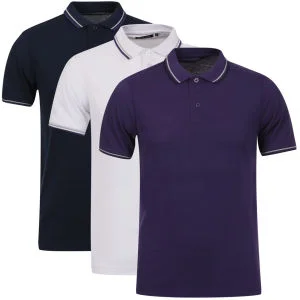 Brave Soul Men's 3-Pack Tip Polo - Purple/White/Navy - S - Purple/White/Navy Afbeelding 1