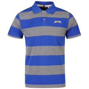 Slazenger Men's Striped Polo Shirt - Blue/Grey - S - Blue/Grey Afbeelding 1