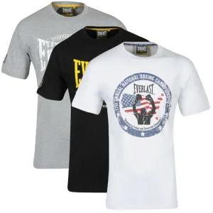 Everlast Men's 3-Pack Graphic T-Shirts - White/Black/Grey Marl - S - White/Black/Grey Afbeelding 1