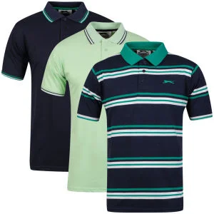 Slazenger Men's 3-Pack Polo Shirts - Navy/Green/Mint/Blue - S - Navy/Green/Mint/Blue Afbeelding 1