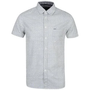 Brave Soul Men's Allegro Short Sleeve Shirt with Flower Print - Cream/Navy - M - Cream/Navy Afbeelding 1