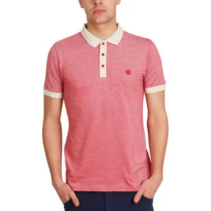 Mas-if Men's Utah 2 Tone Pique Polo Shirt- Red/Ecru - S - Red/Ecru Afbeelding 1