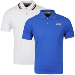 Slazenger Men's 2-Pack Polo Shirts - White/Royal - S - White/Royal Afbeelding 1