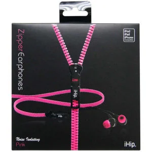 iHip Zip Tangle Free Zippered Earphones - Pink Afbeelding 1