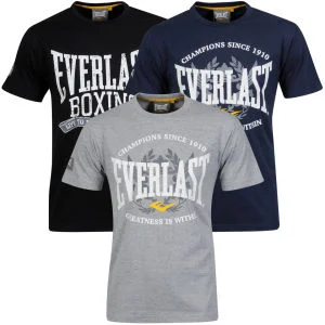 Everlast Men's 3-Pack Graphic T-Shirts - Black/Grey Marl/Navy - S - Black/Grey/Navy Afbeelding 1