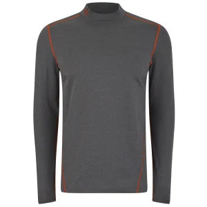 Under Armour Men's Evo ColdGear Fitted Long Sleeve Mock Top - Carbon Heather - S - Carbon Heather Afbeelding 1