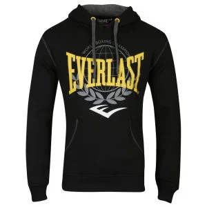Everlast Men's Large Print Hooded Sweat - Black/Yellow - S - Black/Yellow Afbeelding 1