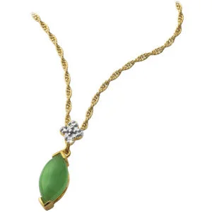 Silver Plated Jade Drop Pendant - One size Afbeelding 1