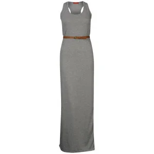 Influence Women's Racer Back Maxi Dress with Belt - Grey Marl - S-M - Grijs Afbeelding 1