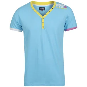 Henleys Men's Exemplary Neck T-Shirt - Turquoise/Yellow - S - Turquoise/Yellow Afbeelding 1