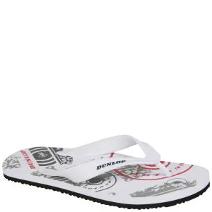 Dunlop Men's Graphic Flip Flops - White/Grey/Red - 6 - White/Grey/Red Afbeelding 1