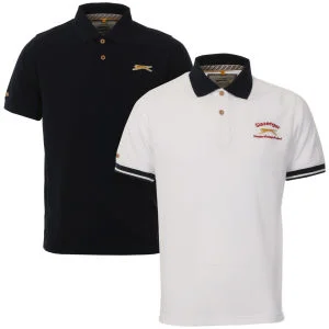 Slazenger Men's 2-Pack Polo Shirts - White/Navy - S - White/Navy Afbeelding 1