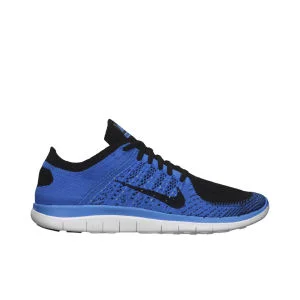 Nike Men's Free 4.0 Flyknit Natural Running Shoes - Blue/Black - 8 - Black/Blue Afbeelding 1