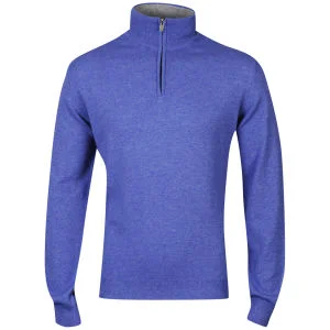 Romeo Gigli Men's Half Zip Cashmere Jumper - Blue - - M - Blauw Afbeelding 1