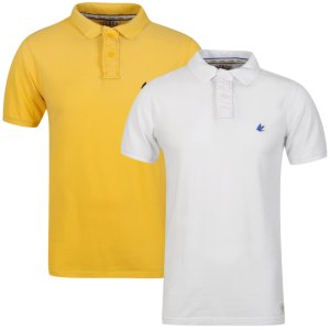 Soul Cal Men’s 2 Pack Chemical Pique Polo-Shirt - White/Yellow - XS - White/Yellow Afbeelding 1