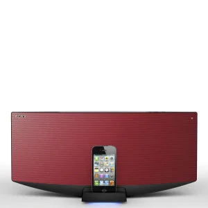 Sony All-In-One Bluetooth Audio System with Dock for iPhone, iPod and iPad - Red Afbeelding 1