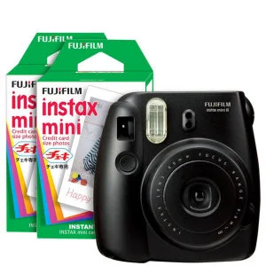 Fujifilm Instax Mini 8 Instant Photo Camera Bundle with 40 Photo Film Pack - Black Afbeelding 1