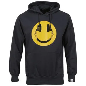 Addicts Heren Smiley Hoody - Zwart - S - Zwart Afbeelding 1