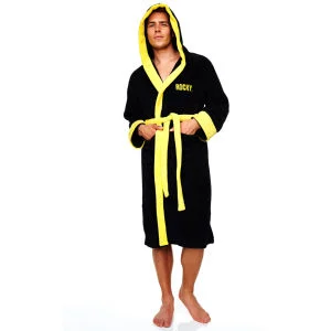 Rocky Adult Towelling Bathrobe - Black (One Size) Afbeelding 1