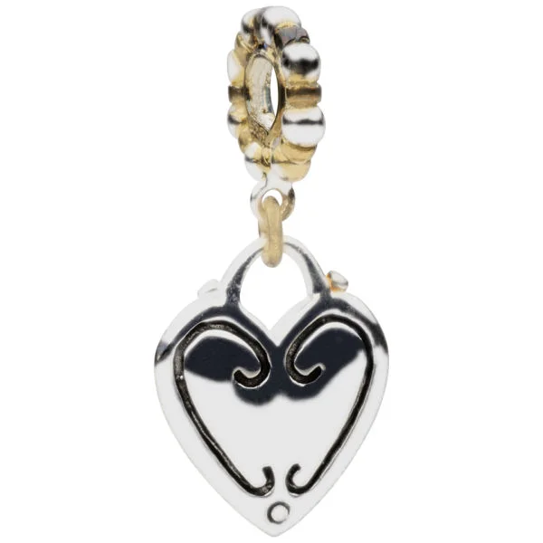 Amadora Two Toned Beaded Stone And Heart Charm - One size - Silver Afbeelding 1