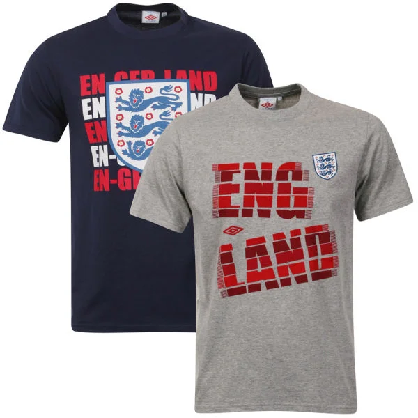 Umbro Men's England 2-Pack T-Shirts - Navy/Grey - S - Navy/Grey Afbeelding 1