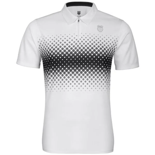 K-Swiss Men's Fading Stripe Polo Shirt - White/Black - S - White/Black Afbeelding 1