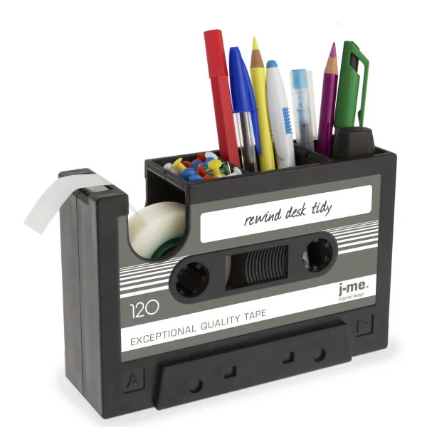Rewind Desk Tidy - Black with Dark Grey Label Afbeelding 1