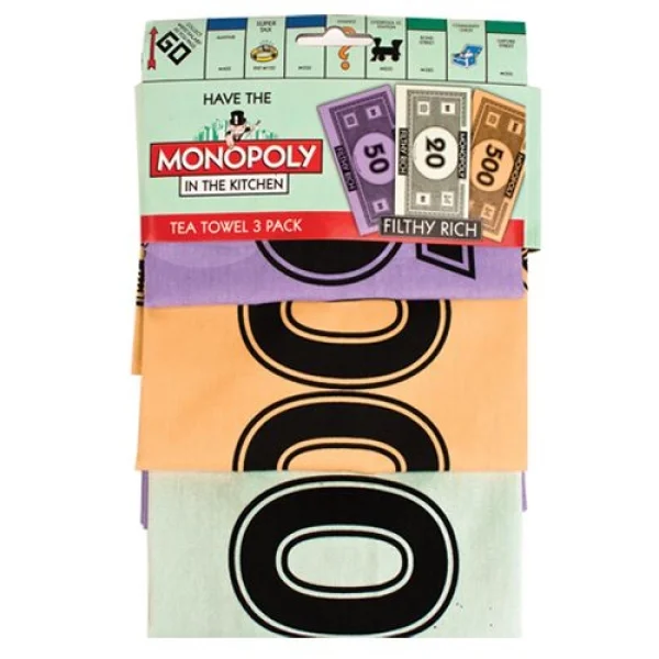 Tea Towel Monopoly Money 3pack Afbeelding 1