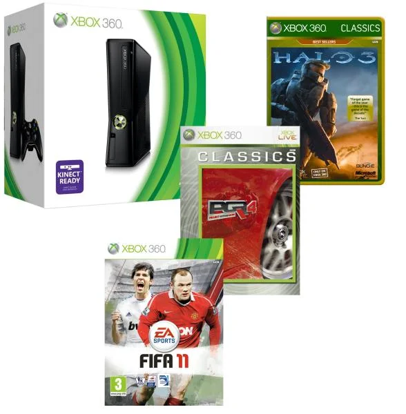 Xbox 360 4GB Arcade Bundle (Includes FIFA 11, Halo 3 Classic and PGR4 Classic) Afbeelding 1
