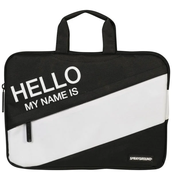 Sprayground Hello My Name is 15 Inch Laptop Case - Black Afbeelding 1