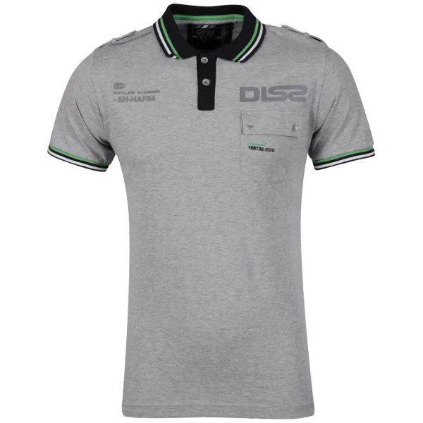 Dissident Men's Contrast Tipped Polo Shirt with Pocket - Light Grey Marl - S - Light Grey Marl Afbeelding 1