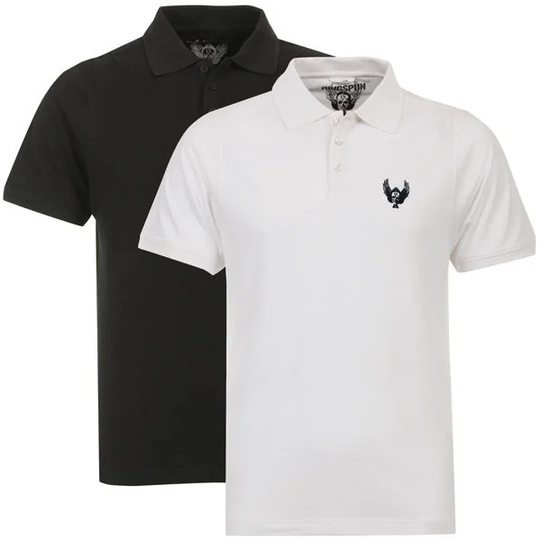 Ringspun Men's 2-Pack Glaston Short Sleeve Polo T-Shirt - Black/White - S - Black/White Afbeelding 1