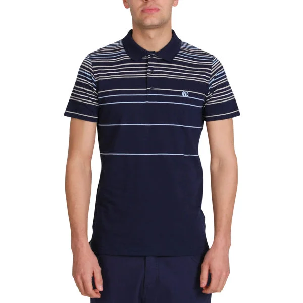 Mas-if Men's Native Stripe Polo-Shirt - Navy - S - Navy blauw Afbeelding 1