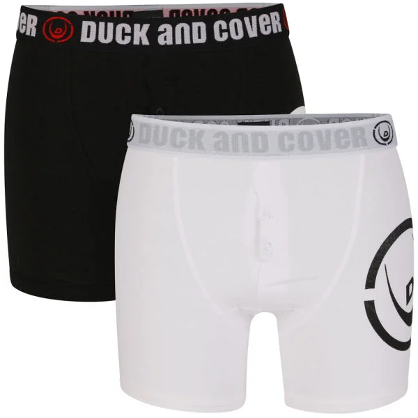 Duck and Cover Men's Logo 2-Pack Boxer - Black/ White - S - Black/ White Afbeelding 1