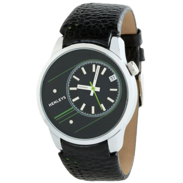 Henleys Men's Oversized Circular Dial Watch Afbeelding 1