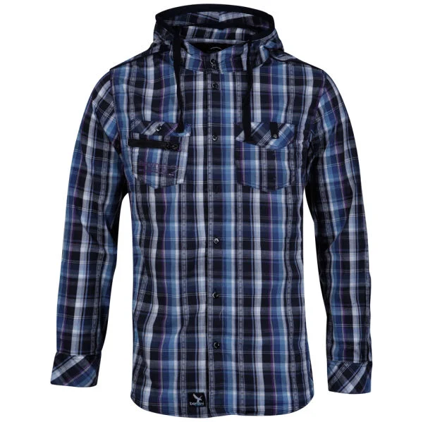 Benzini Men's Abbey Hooded Shirt Blue - S - Blauw Afbeelding 1
