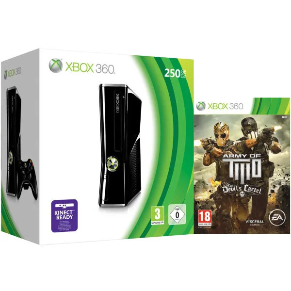 Xbox 360 250GB Matte Black Console: Bundle Includes (Army Of Two: The Devil's Cartel) Afbeelding 1