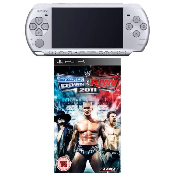PSP 3000 Silver: Bundle (including WWE Smackdown V Raw 2011) Afbeelding 1