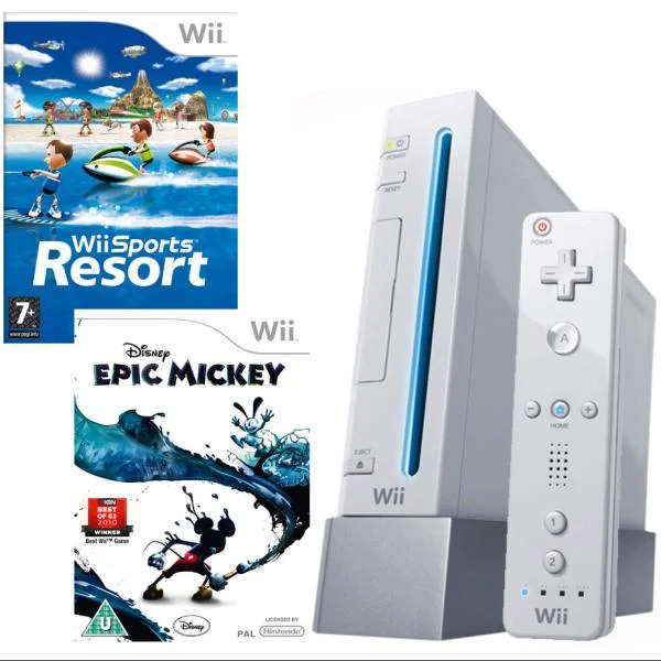 Nintendo Wii Console: Bundle (Including Epic Mickey & Wii Sports Resort) Afbeelding 1