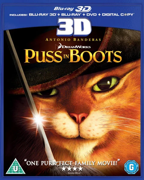 Puss in Boots 3D (3D Blu-ray, 2D Blu-Ray, DVD en Digital Copy) Afbeelding 1