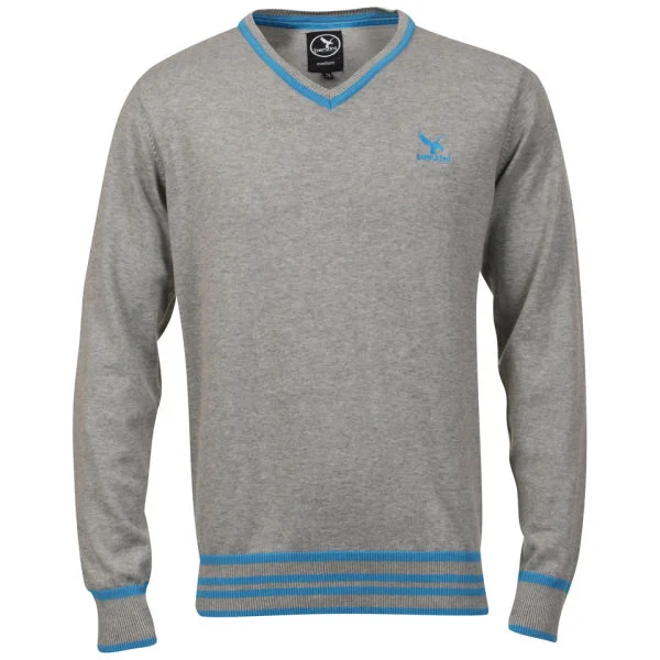 Benzini Men's Penn V-Neck Knit - Grey Marl - S - Grijs Afbeelding 1