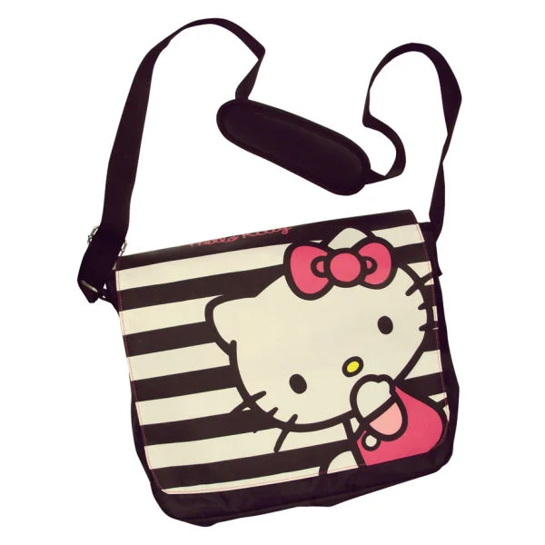 Hello Kitty Striped Messenger Bag - Black Afbeelding 1