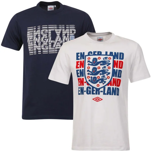 Umbro Men's England 2-Pack T-Shirts - White/Navy - S - White/Navy Afbeelding 1