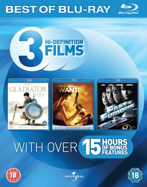 Blu-Ray Starter Pack 1 (Fast and Furious/Gladiator/Wanted) Afbeelding 1